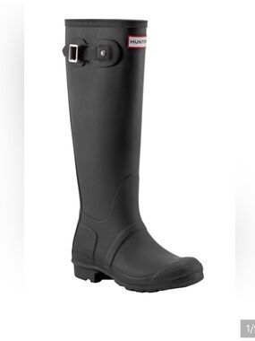 Hunter Tall Black Rain Boot with Buckle